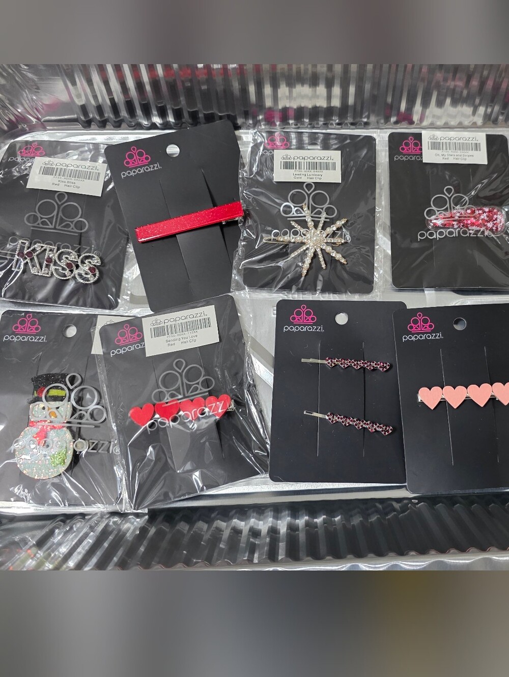 Paparazzi Assorted Women's Hair Clips - Pink, Red, Yellow, Silver Accents